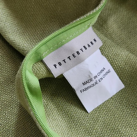 Pottery Barn Linen Pillow Cover 16"X26" Celery Braided Jute Trim Sham Farmhouse - Picture 6 of 8